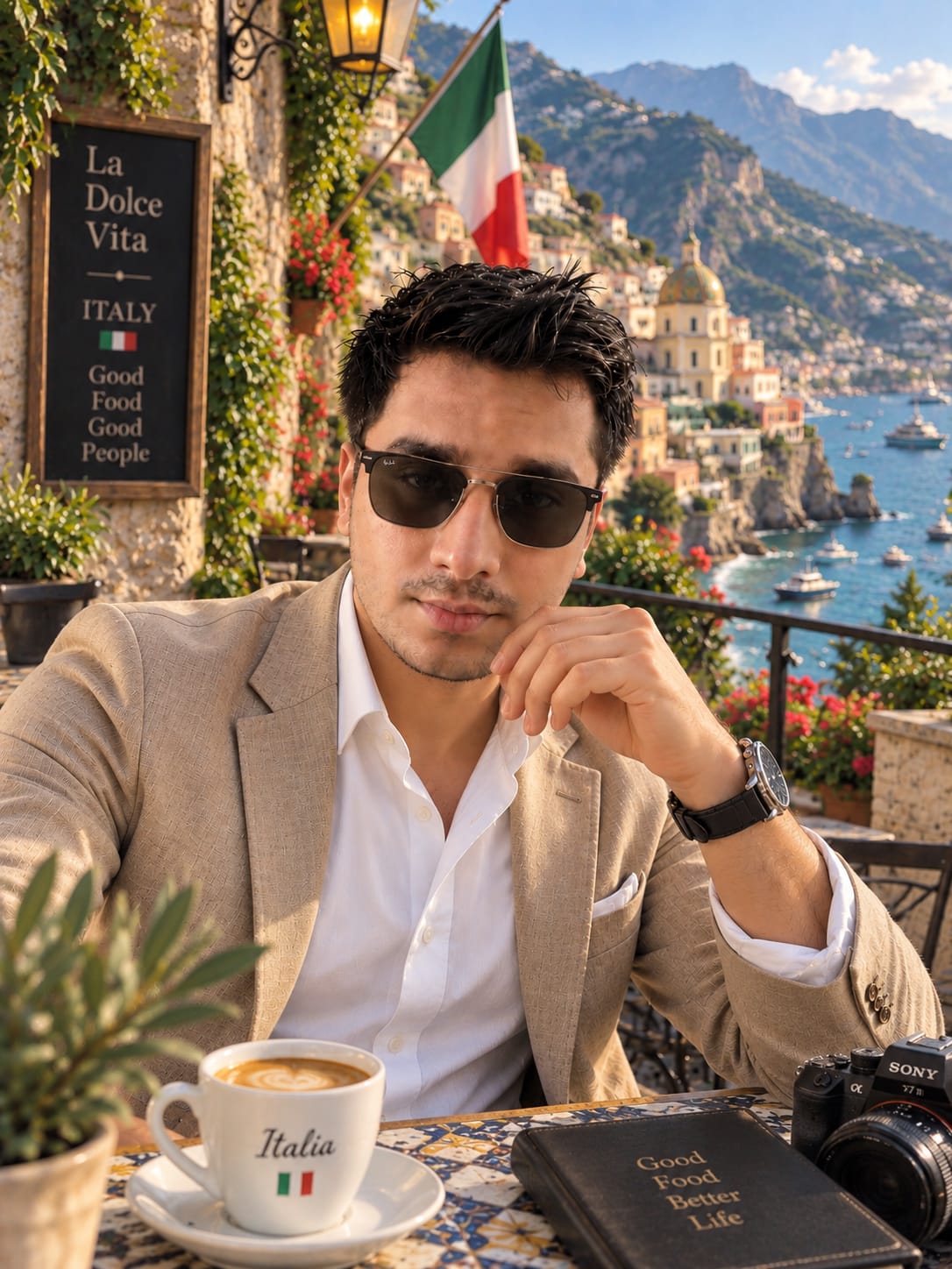 Muhammad Harab, owner of Zimbuck, seated on a terrace